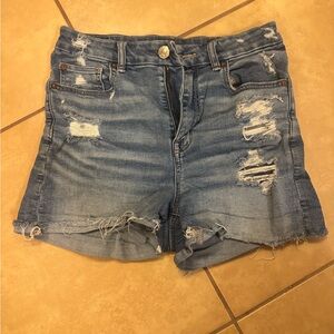 American Eagle Outfitters Blue Distressed Jean Shorts